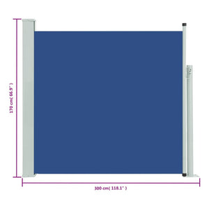 vidaXL Patio Retractable Side Awning 170x300 cm Blue