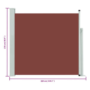 vidaXL Patio Retractable Side Awning 170x300 cm Brown