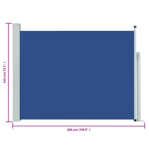 vidaXL Patio Retractable Side Awning 140x500 cm Blue