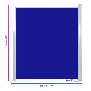 vidaXL Patio Retractable Side Awning 160x500 cm Blue