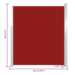 vidaXL Patio Retractable Side Awning 160x500 cm Red