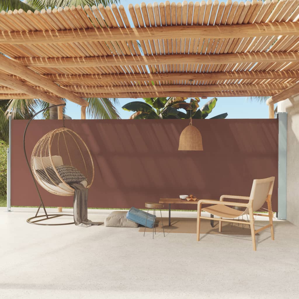 vidaXL Patio Retractable Side Awning 180x600 cm Brown