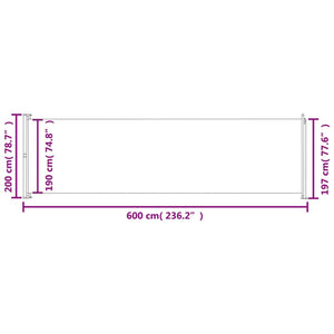 vidaXL Patio Retractable Side Awning 200x600 cm Blue