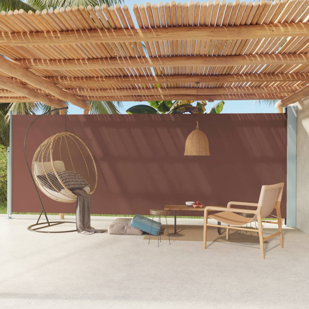 vidaXL Patio Retractable Side Awning 200x600 cm Brown