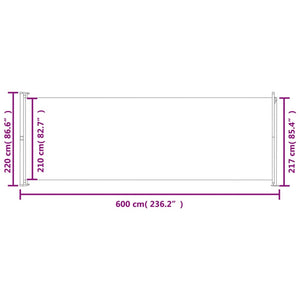 vidaXL Patio Retractable Side Awning 220x600 cm Blue