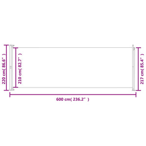 vidaXL Patio Retractable Side Awning 220x600 cm Red