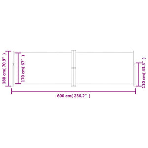 vidaXL Retractable Side Awning Black 180x600 cm