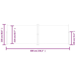 vidaXL Retractable Side Awning Brown 220x600 cm