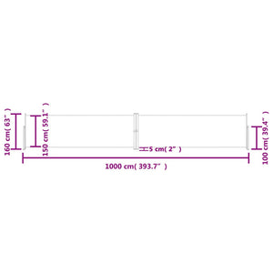 vidaXL Retractable Side Awning Black 160x1000 cm