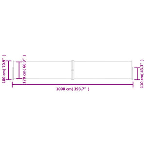 vidaXL Retractable Side Awning Black 180x1000 cm