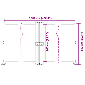 vidaXL Retractable Side Awning Brown 140x1200 cm