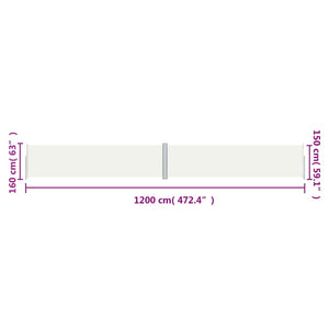 vidaXL Retractable Side Awning Cream 160x1200 cm