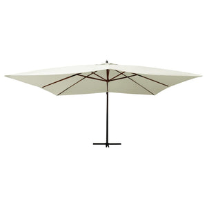 vidaXL Cantilever Umbrella with Wooden Pole 400x300 cm Sand White