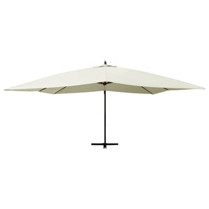 vidaXL Cantilever Umbrella with Wooden Pole 400x300 cm Sand White