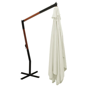 vidaXL Cantilever Umbrella with Wooden Pole 400x300 cm Sand White