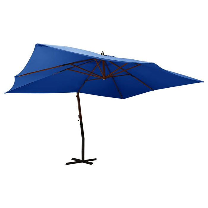 vidaXL Cantilever Garden Parasol with Wooden Pole 400x300 cm Azure Blue