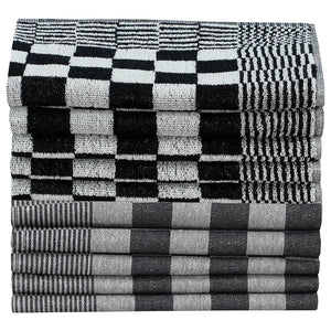 vidaXL 10 Piece Towel Set Black and White Cotton