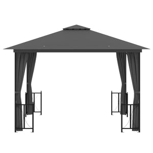 vidaXL Gazebo with Sidewalls&Double Roofs 3x3 m Anthracite