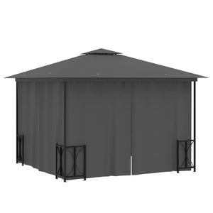 vidaXL Gazebo with Sidewalls&Double Roofs 3x3 m Anthracite