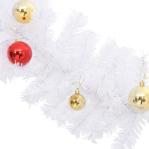 vidaXL Christmas Garland Decorated with Baubles White 5 m