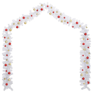 vidaXL Christmas Garland Decorated with Baubles White 10 m