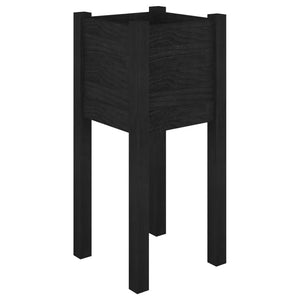 vidaXL Garden Planters 2 pcs Black 31x31x70 cm Solid Pinewood