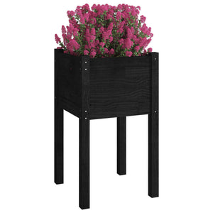 vidaXL Garden Planters 2 pcs Black 40x40x70 cm Solid Pinewood