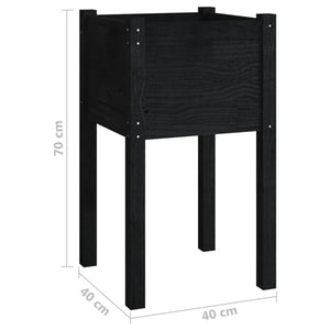 vidaXL Garden Planters 2 pcs Black 40x40x70 cm Solid Pinewood