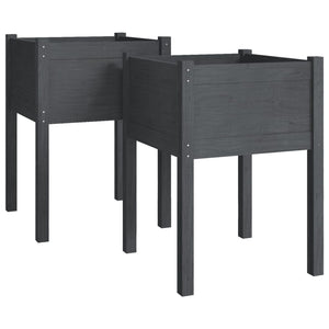 vidaXL Garden Planters 2 pcs Grey 50x50x70 cm Solid Pinewood