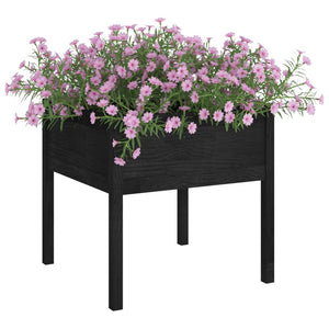 vidaXL Garden Planter Black 70x70x70 cm Solid Pinewood