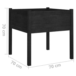 vidaXL Garden Planter Black 70x70x70 cm Solid Pinewood