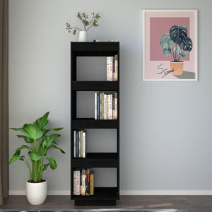 vidaXL Book Cabinet/Room Divider Black 40x35x135 cm Solid Pinewood