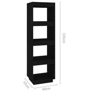 vidaXL Book Cabinet/Room Divider Black 40x35x135 cm Solid Pinewood