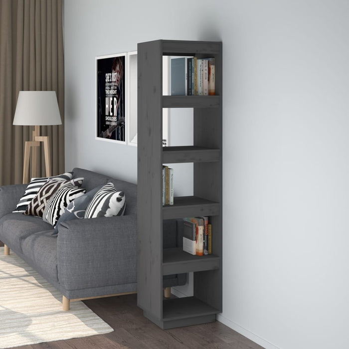 vidaXL Book Cabinet/Room Divider Grey 40x35x167 cm Solid Wood Pine