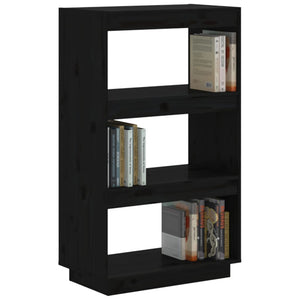 vidaXL Book Cabinet/Room Divider Black 60x35x103 cm Solid Wood Pine