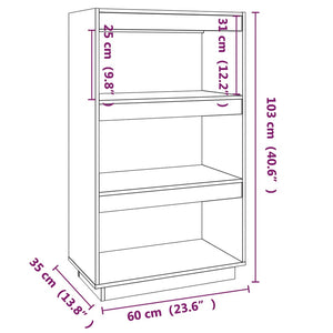 vidaXL Book Cabinet/Room Divider Black 60x35x103 cm Solid Wood Pine