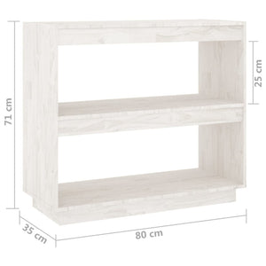 vidaXL Book Cabinet White 80x35x71 cm Solid Pinewood