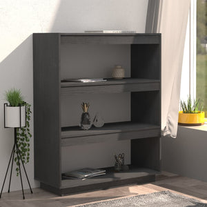 vidaXL Book Cabinet/Room Divider Grey 80x35x103 cm Solid Pinewood