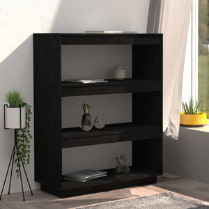 vidaXL Book Cabinet/Room Divider Black 80x35x103 cm Solid Pinewood