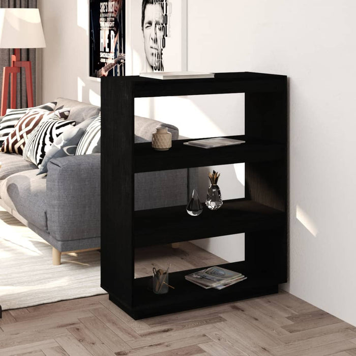 vidaXL Book Cabinet/Room Divider Black 80x35x103 cm Solid Pinewood