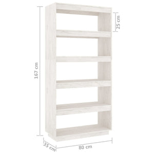 vidaXL Book Cabinet/Room Divider White 80x35x167 cm Solid Pinewood