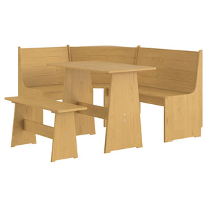 vidaXL 3 Piece Dining Set REINE Honey Brown Solid Wood Pine