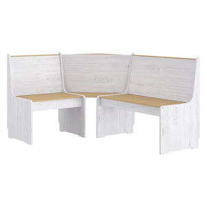 vidaXL 3 Piece Dining Set REINE Honey Brown and White Solid Wood Pine