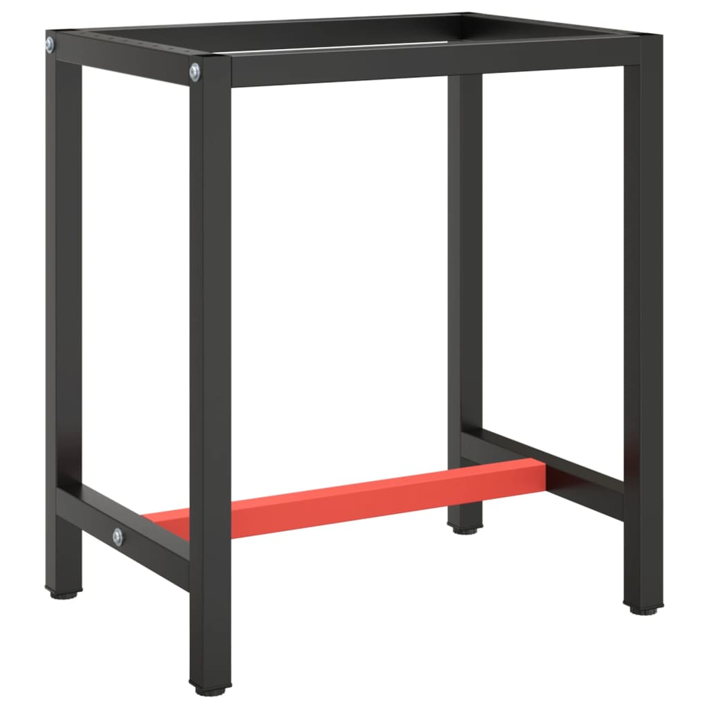 vidaXL Work Bench Frame Matte Black and Matte Red 70x50x79 cm Metal