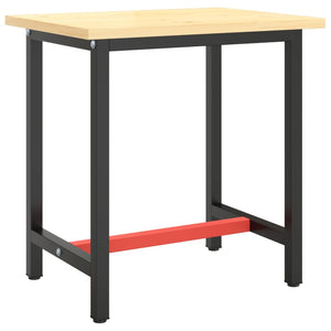 vidaXL Work Bench Frame Matte Black and Matte Red 70x50x79 cm Metal