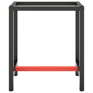 vidaXL Work Bench Frame Matte Black and Matte Red 70x50x79 cm Metal