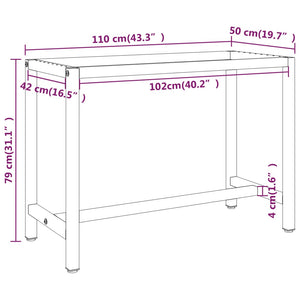 vidaXL Work Bench Frame Matte Black and Matte Red 110x50x79 cm Metal