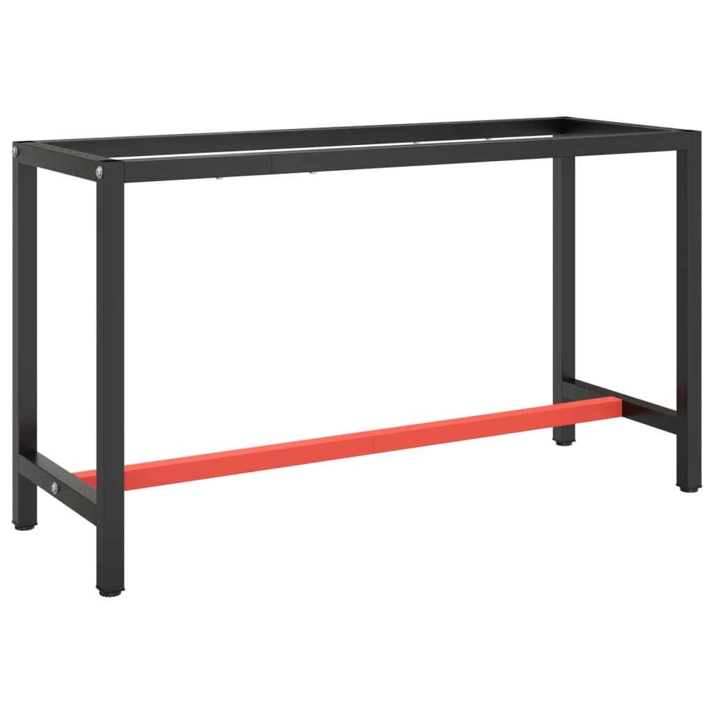 vidaXL Work Bench Frame Matte Black and Matte Red 140x50x79 cm Metal