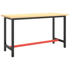 vidaXL Work Bench Frame Matte Black and Matte Red 140x50x79 cm Metal