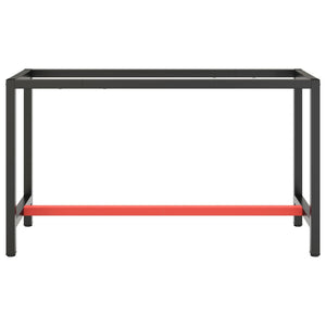 vidaXL Work Bench Frame Matte Black and Matte Red 140x50x79 cm Metal